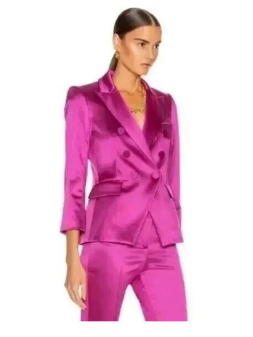 Veronica Beard Empire Satin Dickey Blazer Magenta Fuchsia Sz 8